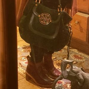 Tory Burch Amanda vintage hobo green suede